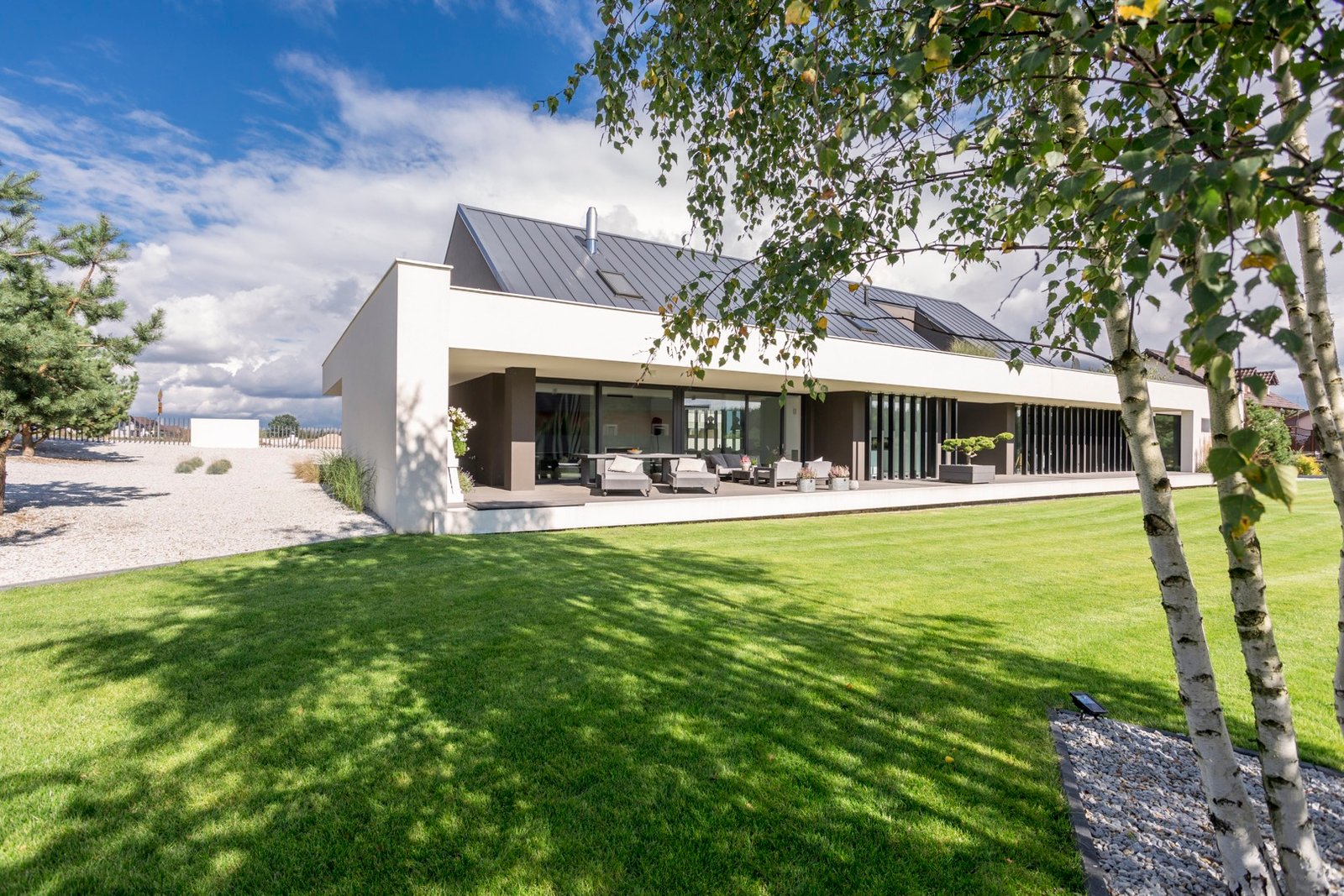 Outdoors view of modern house Luxury family home